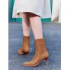 imageCoutgo Womens Pointed Toe Ankle Boots Stacked Kitten Low Heel Side Zipper Fall Booties ShoesBrown