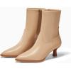 imageCoutgo Womens Pointed Toe Ankle Boots Stacked Kitten Low Heel Side Zipper Fall Booties ShoesKhaki
