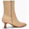 imageCoutgo Womens Pointed Toe Ankle Boots Stacked Kitten Low Heel Side Zipper Fall Booties ShoesKhaki