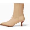 imageCoutgo Womens Pointed Toe Ankle Boots Stacked Kitten Low Heel Side Zipper Fall Booties ShoesKhaki