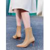 imageCoutgo Womens Pointed Toe Ankle Boots Stacked Kitten Low Heel Side Zipper Fall Booties ShoesKhaki