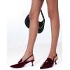 imageCoutgo Womens Pointed Toe Sandals Slingback Kitten Heel Pumps Slip On Ankle Buckle Dress ShoesBurgundy