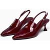 imageCoutgo Womens Pointed Toe Sandals Slingback Kitten Heel Pumps Slip On Ankle Buckle Dress ShoesBurgundy