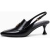 imageCoutgo Womens Pointed Toe Sandals Slingback Kitten Heel Pumps Slip On Ankle Buckle Dress ShoesCool Black