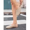imageCoutgo Womens Rhinestone Mules Flats Sparkly Leather Slip On Shoes Slippers Comfortable Dress Backless ShoesBeige