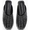 imageCoutgo Womens Rhinestone Mules Flats Sparkly Leather Slip On Shoes Slippers Comfortable Dress Backless ShoesBlack