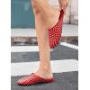 imageCoutgo Womens Rhinestone Mules Flats Sparkly Leather Slip On Shoes Slippers Comfortable Dress Backless ShoesRed