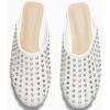 imageCoutgo Womens Rhinestone Mules Flats Sparkly Leather Slip On Shoes Slippers Comfortable Dress Backless ShoesWhite