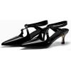 imageCoutgo Womens Slingback Kitten Heels Pointed Toe Criss Cross Pumps Buckle Office Dress ShoesBlack