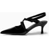 imageCoutgo Womens Slingback Kitten Heels Pointed Toe Criss Cross Pumps Buckle Office Dress ShoesBlack