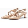 imageCoutgo Womens Slingback Kitten Heels Pointed Toe Criss Cross Pumps Buckle Office Dress ShoesKhaki