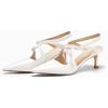 imageCoutgo Womens Slingback Kitten Heels Pointed Toe Criss Cross Pumps Buckle Office Dress ShoesWhite