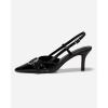 imageCoutgo Womens Slingback Kitten Heels Studded Closed Pointed Toe Pumps with Buckle Party Dress ShoesBlack