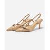 imageCoutgo Womens Slingback Kitten Heels Studded Closed Pointed Toe Pumps with Buckle Party Dress ShoesKhaki
