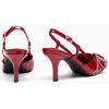 imageCoutgo Womens Slingback Kitten Heels Studded Closed Pointed Toe Pumps with Buckle Party Dress ShoesRed Patent Leather