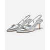 imageCoutgo Womens Slingback Kitten Heels Studded Closed Pointed Toe Pumps with Buckle Party Dress ShoesSilver