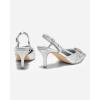imageCoutgo Womens Slingback Kitten Heels Studded Closed Pointed Toe Pumps with Buckle Party Dress ShoesSilver