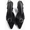 imageCoutgo Womens Slingback Kitten Heels Studded Closed Pointed Toe Pumps with Buckle Party Dress ShoesSuede Black