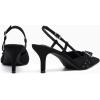 imageCoutgo Womens Slingback Kitten Heels Studded Closed Pointed Toe Pumps with Buckle Party Dress ShoesSuede Black