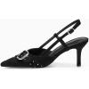 imageCoutgo Womens Slingback Kitten Heels Studded Closed Pointed Toe Pumps with Buckle Party Dress ShoesSuede Black