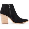 imageWomens Pointed Toe Ankle Boots Block Stacked Chunky Heel Cutout Side Zipper Fall Booties Shoe1black