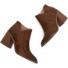 imageWomens Pointed Toe Ankle Boots Block Stacked Chunky Heel Cutout Side Zipper Fall Booties Shoe1brown