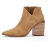 imageWomens Pointed Toe Ankle Boots Block Stacked Chunky Heel Cutout Side Zipper Fall Booties Shoe1camel