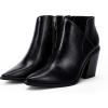 imageWomens Pointed Toe Ankle Boots Block Stacked Chunky Heel Cutout Side Zipper Fall Booties Shoe1cool Black