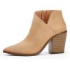 imageWomens Pointed Toe Ankle Boots Block Stacked Chunky Heel Cutout Side Zipper Fall Booties Shoe1light Brown