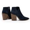 imageWomens Pointed Toe Ankle Boots Block Stacked Chunky Heel Cutout Side Zipper Fall Booties Shoe1navy
