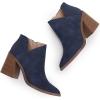 imageWomens Pointed Toe Ankle Boots Block Stacked Chunky Heel Cutout Side Zipper Fall Booties Shoe1navy