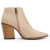imageWomens Pointed Toe Ankle Boots Block Stacked Chunky Heel Cutout Side Zipper Fall Booties Shoe1nude