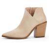 imageWomens Pointed Toe Ankle Boots Block Stacked Chunky Heel Cutout Side Zipper Fall Booties Shoe1nude