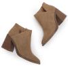 imageWomens Pointed Toe Ankle Boots Block Stacked Chunky Heel Cutout Side Zipper Fall Booties ShoeKhaki