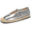 imageCoutgo Womens Espadrilles Mary Jane Flats Closed Sqaure Toe Mesh Ballet Flats Comfortable Dress ShoesSilverPu