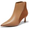 imageCoutgo Womens Kitten Heel Ankle Boots Pointed Toe Side Zipper Fall Winter Booties ShoesBrown