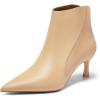 imageCoutgo Womens Kitten Heel Ankle Boots Pointed Toe Side Zipper Fall Winter Booties ShoesKhaki