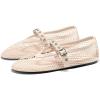 imageCoutgo Womens Mesh Ballet Flats Mary Jane Fishnet Ballerina Buckle Strap Comfortable Causal Dress ShoesNude