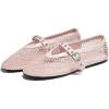 imageCoutgo Womens Mesh Ballet Flats Mary Jane Fishnet Ballerina Buckle Strap Comfortable Causal Dress ShoesPink