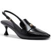 imageCoutgo Womens Pointed Toe Sandals Slingback Kitten Heel Pumps Slip On Ankle Buckle Dress ShoesCool Black