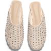 imageCoutgo Womens Rhinestone Mules Flats Sparkly Leather Slip On Shoes Slippers Comfortable Dress Backless ShoesBeige