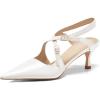 imageCoutgo Womens Slingback Kitten Heels Pointed Toe Criss Cross Pumps Buckle Office Dress ShoesWhite
