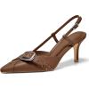 imageCoutgo Womens Slingback Kitten Heels Studded Closed Pointed Toe Pumps with Buckle Party Dress ShoesBrown