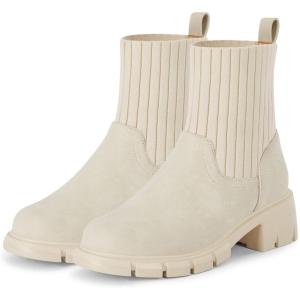 imageCoutgo Girls Boots Kids Combat Chelsea Ankle Booties Chunky Heel Lug Sole Elastic Fall Fashion Shoes Toddler Little Kid Big Kid Toddler Little Kid Big KidOffwhite