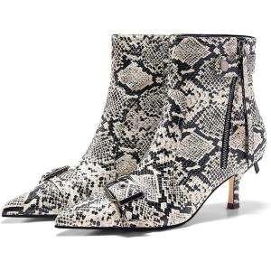 imageCoutgo Womens Kitten Heel Ankle Boots Pointed Toe Buckle Side Zipper Tassel Fall Winter Booties ShoesSnake Skin