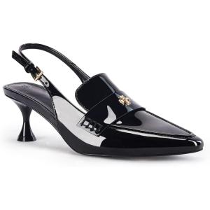imageCoutgo Womens Pointed Toe Sandals Slingback Kitten Heel Pumps Slip On Ankle Buckle Dress ShoesBlack