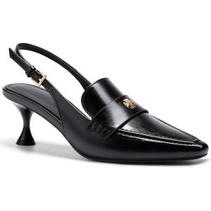 imageCoutgo Womens Pointed Toe Sandals Slingback Kitten Heel Pumps Slip On Ankle Buckle Dress ShoesCool Black