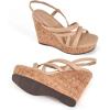 imageCoutgo Women Platform Wedge Sandals Cork Slingback Wedges Espadrilles Heels Summer ShoesKaiki