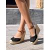 imageCoutgo Womens Platform Espadrilles Wedge Sandals Closed Cap Toe Bow Tie Ankle Buckle Strap Summer Dress ShoesBlack