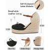 imageCoutgo Womens Platform Espadrilles Wedge Sandals Closed Cap Toe Bow Tie Ankle Buckle Strap Summer Dress ShoesBlack
